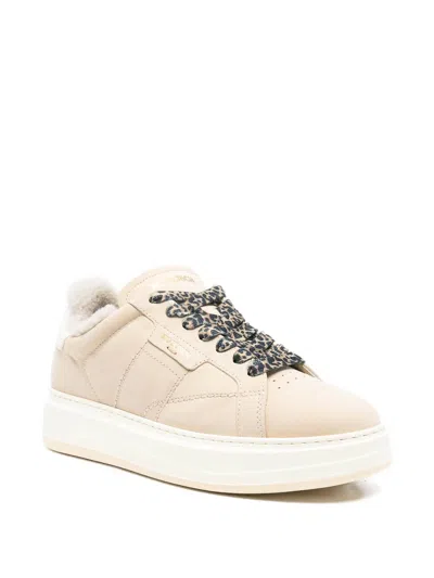 Woolrich Leather Platform Sneakers With Contrast Panel In Multi