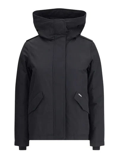 Woolrich Military Inspired Hooded Jacket In Black