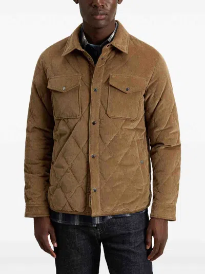 Woolrich Corduroy Quilted Chest Pockets Long Sleeves In Brown