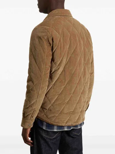Woolrich Corduroy Quilted Chest Pockets Long Sleeves In Brown