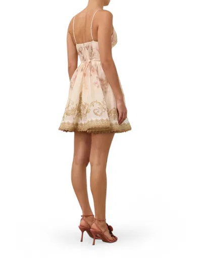 Zimmermann Hypnotic V-neck Mini Dress In Neutral