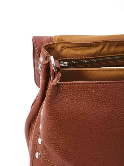 Zanellato Baby Postina Studded Crossbody Bag In Brown