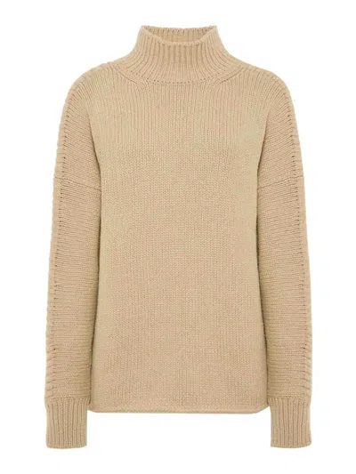 Malo High Neck Pullover In Neutral