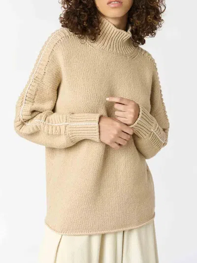 Malo High Neck Pullover In Neutral