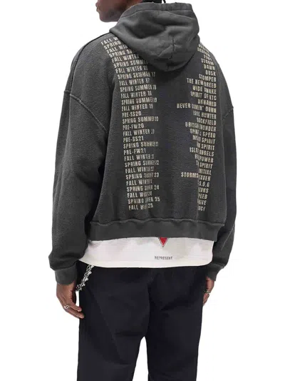 Represent Grey Hoodie With Maxi Logo Print On Front And Rear And Dropped Shoulders In Cotton Man In Gray