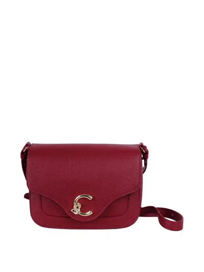 Coccinelle Textured Leather Cross-body Bag Adjustable Strap In Red