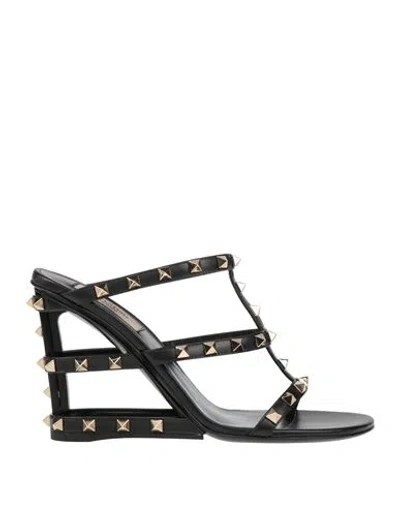 Valentino Garavani Woman Sandals Black Size 8 Leather In Black