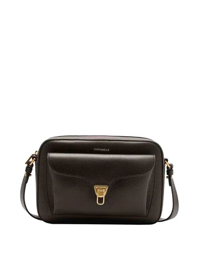 Coccinelle Large Beat Soft Flap-pocket Leather Shoulder Bag In Black