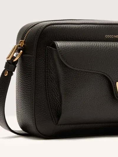 Coccinelle Large Beat Soft Flap-pocket Leather Shoulder Bag In Black
