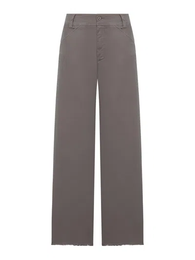 Transit Wide-leg Trousers In Stretch Cotton Blend In Gray