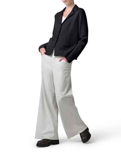 Transit Shaped Wool Jacket With Herringbone Pattern Inside In Black