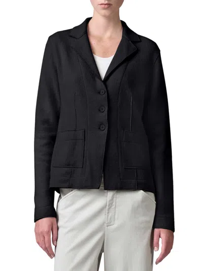 Transit Shaped Wool Jacket With Herringbone Pattern Inside In Black
