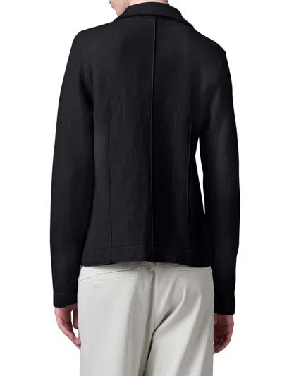 Transit Shaped Wool Jacket With Herringbone Pattern Inside In Black