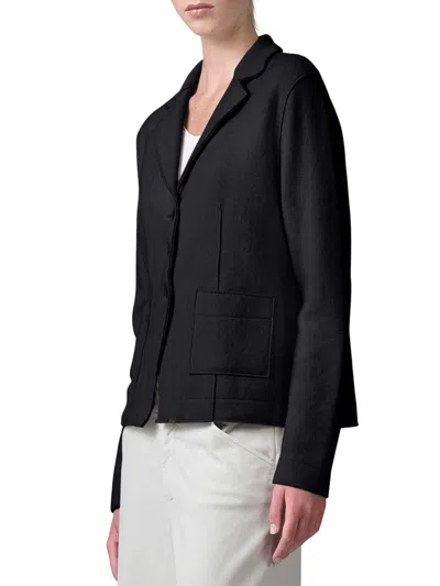 Transit Shaped Wool Jacket With Herringbone Pattern Inside In Black