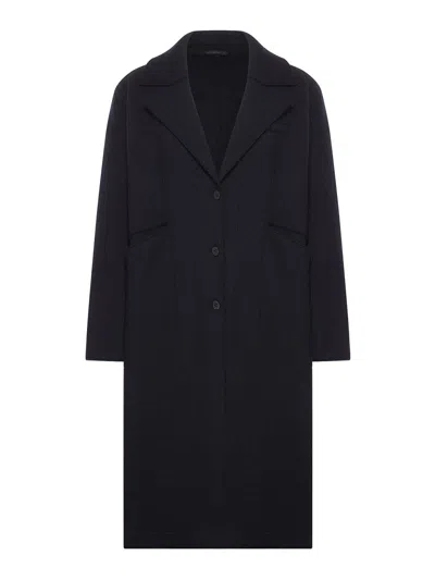 Transit Long Single-breasted Wool Coat In Black