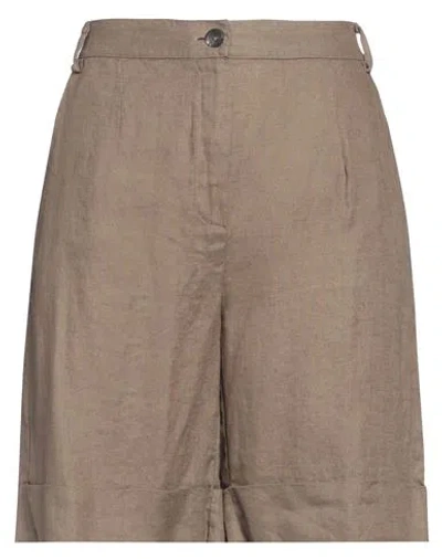 Etici Woman Shorts & Bermuda Shorts Khaki Size 12 Linen In Brown