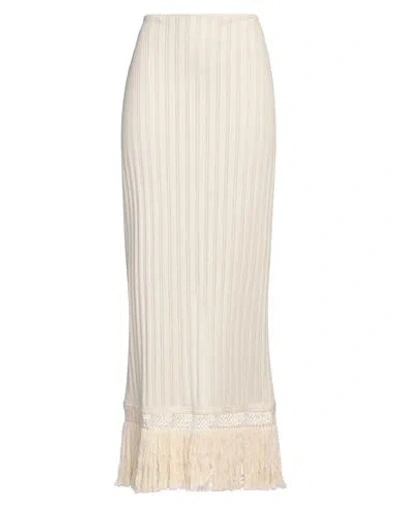 Amarante Do Brasil Woman Maxi Skirt Cream Size L Polyester, Cotton, Elastane In White