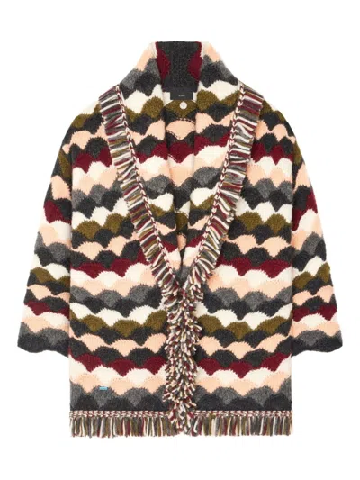 Alanui Wave-pattern Fringed Cardigan In Multi