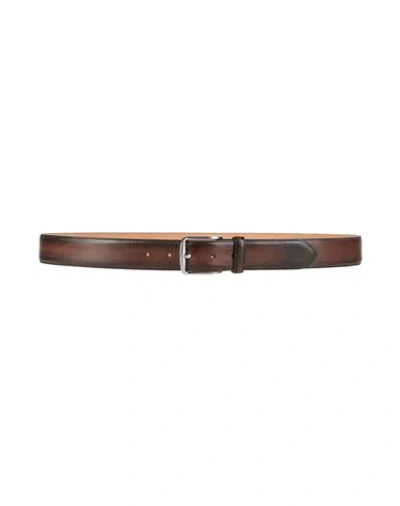 Zampiere Man Belt Chocolate Brown Size 43 Leather In Brown