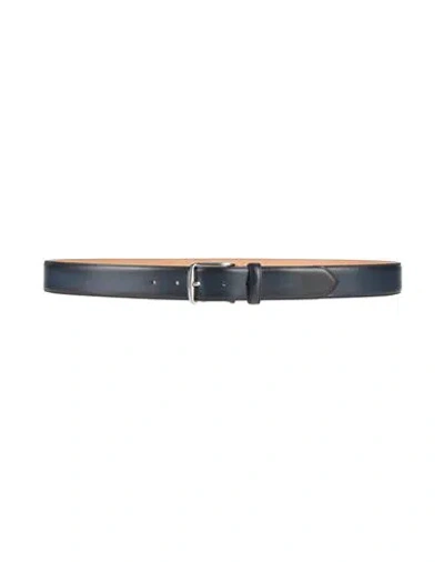 Zampiere Man Belt Navy Size 43 Leather In Blue