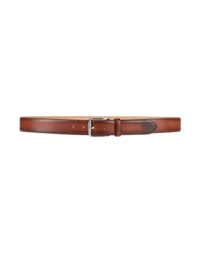Zampiere Man Belt Tan Size 43 Leather In Brown