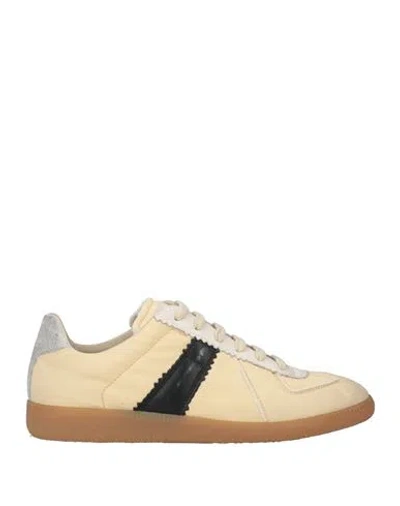 Maison Margiela Beige Fabric Chunky Sneakers In Animal Print