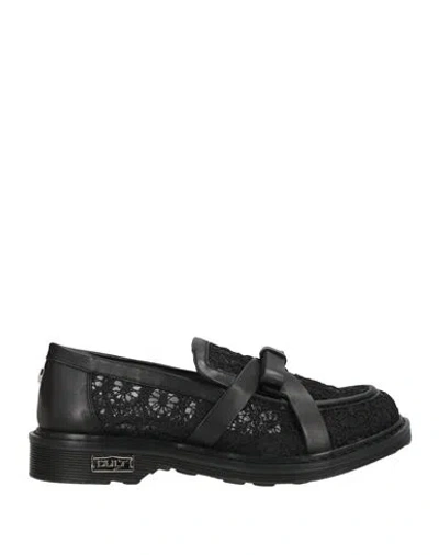 Cult Woman Loafers Black Size 8 Textile Fibers, Leather In Black