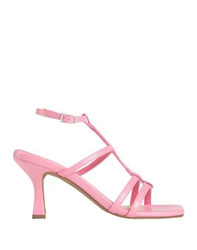 Lorenzo Mari Woman Sandals Fuchsia Size 8 Textile Fibers In Pink