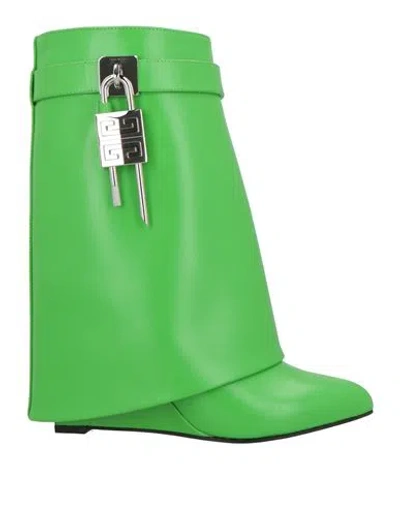Givenchy Woman Ankle Boots Green Size 7.5 Leather In Green