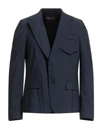 Malloni Man Blazer Midnight Blue Size 38 Cotton, Linen, Polyester In Blue