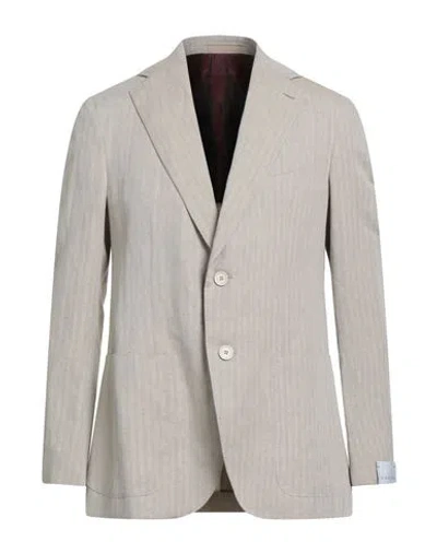 Caruso Man Blazer Beige Size 40 Linen, Cotton In Neutral