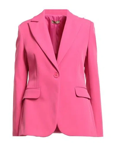 Griffai Woman Blazer Fuchsia Size M Polyester, Elastane In Pink