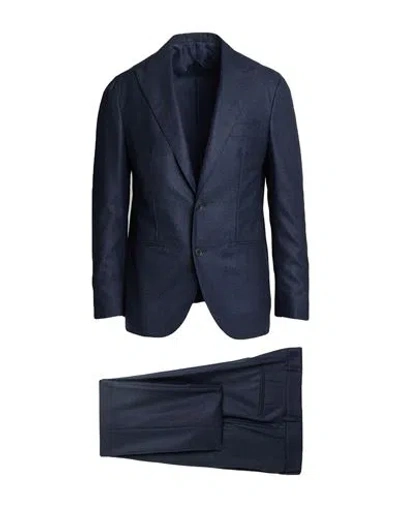 F839 Born In Napoli Man Suit Navy Size 40 Virgin Wool In Blue