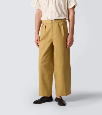 Bode Cotton Twill Wide-leg Pants In Gold