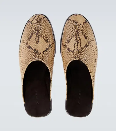 Fear Of God Snake-effect Leather Mules In Brown