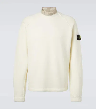 Stone Island Compass Cotton Fleece Sweatshirt In White