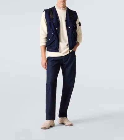 Stone Island Compass Cotton Fleece Sweatshirt In White