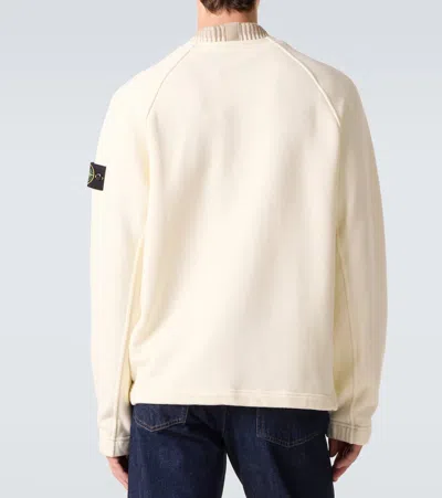 Stone Island Compass Cotton Fleece Sweatshirt In White