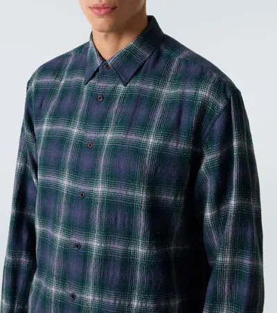Auralee Checked Long Sleeve Button-down Shirt In Blue