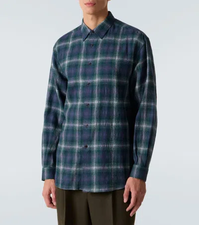 Auralee Checked Long Sleeve Button-down Shirt In Blue