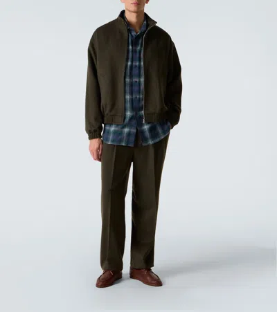 Auralee Checked Long Sleeve Button-down Shirt In Blue