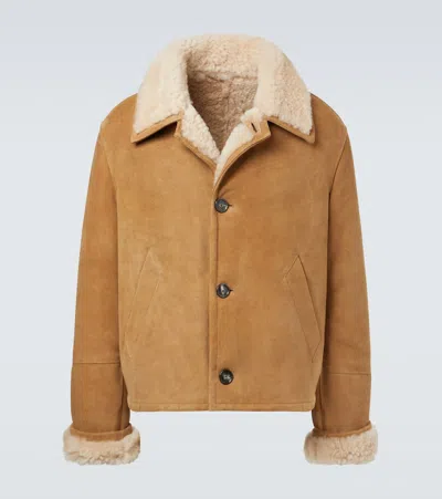 Ami Alexandre Mattiussi Beige Shearling Jacket With Buttons Closure In Brown