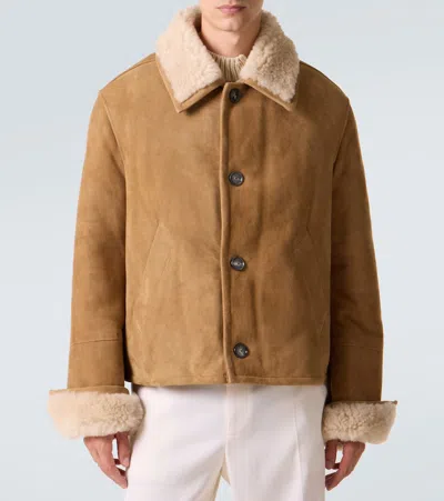 Ami Alexandre Mattiussi Beige Shearling Jacket With Buttons Closure In Brown