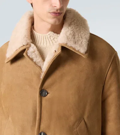 Ami Alexandre Mattiussi Beige Shearling Jacket With Buttons Closure In Brown