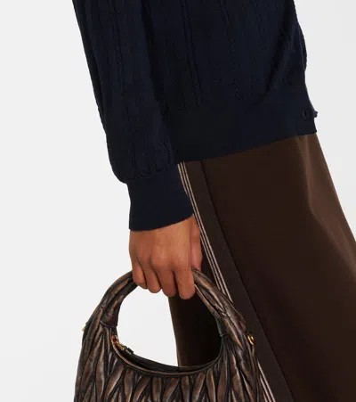 Miu Miu Open-knit Cashmere Cardigan In Black