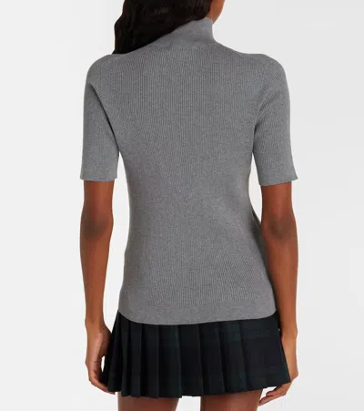 Miu Miu Cotton Half-zip Sweater In Gray