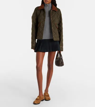 Miu Miu Cotton Half-zip Sweater In Gray