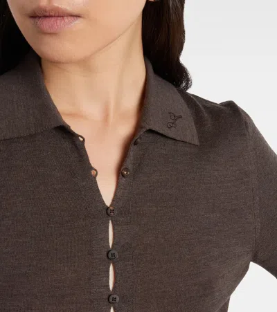 Jacquemus Long-sleeved Merino Wool Polo Shirt Knitwear Brown