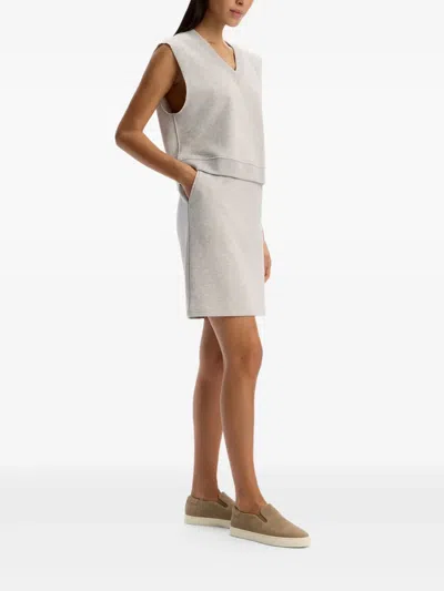 12 Storeez Drawstring-waist Terry Skirt In Gray