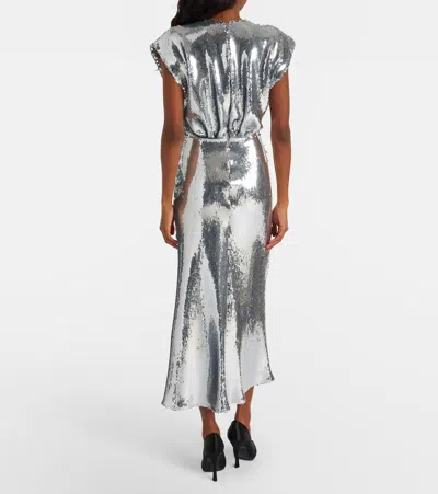 David Koma Womens Silver Blouson Sleeveless Woven Midi Dress In Metallic